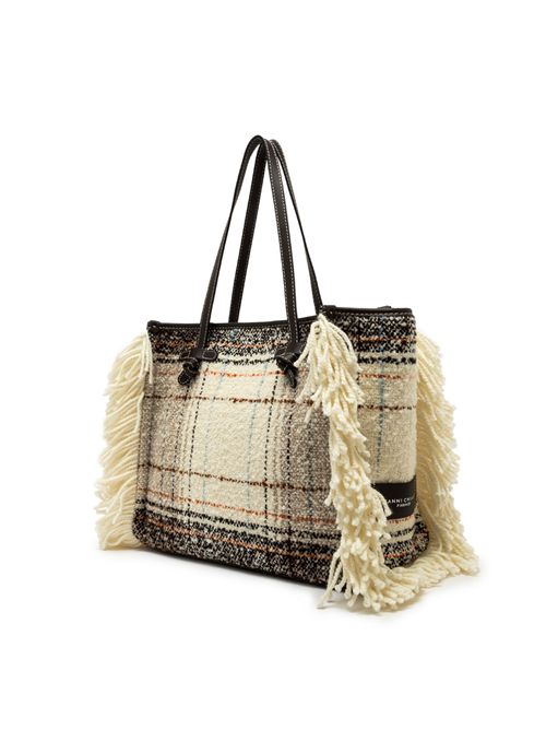 Borsa shopping Marcella in tessuto effetto plaid GIANNI CHIARINI | BS 12100TESTA DI MORO